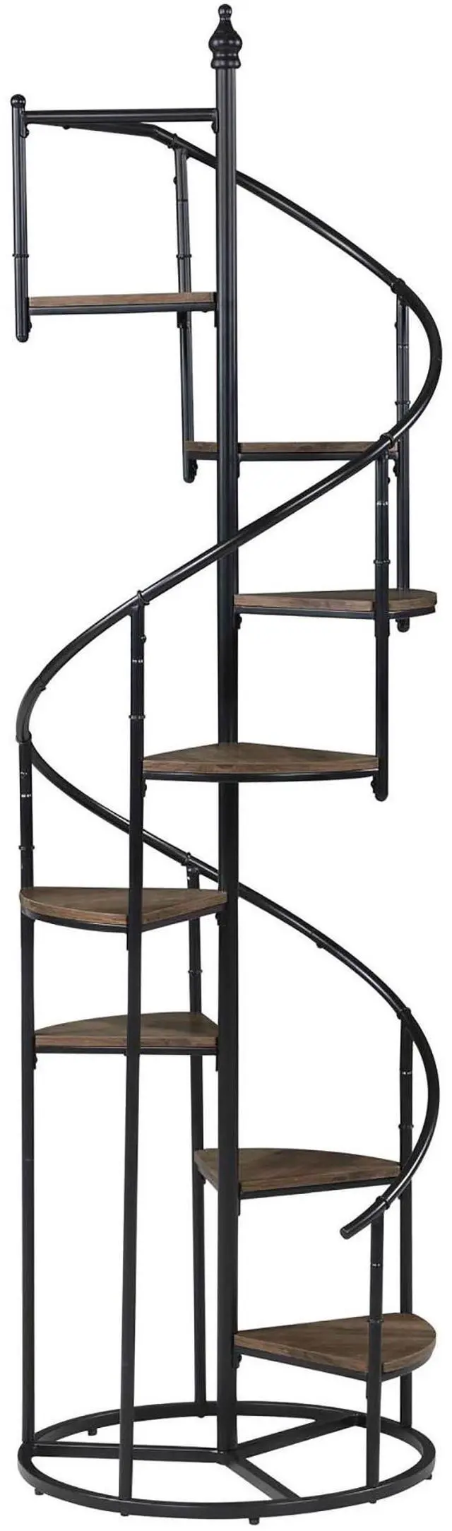 Alt view image 5 of 7 - Rustic Brown and Black 8-Shelf Staircase Bookcase