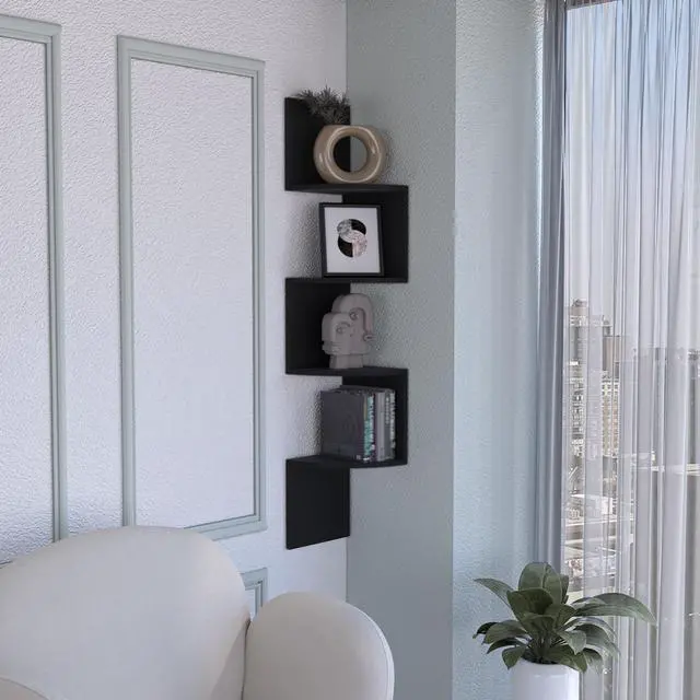 Main image of Rosset Corner Shelf, Modern Full-Wall Design with Multiple Shelving