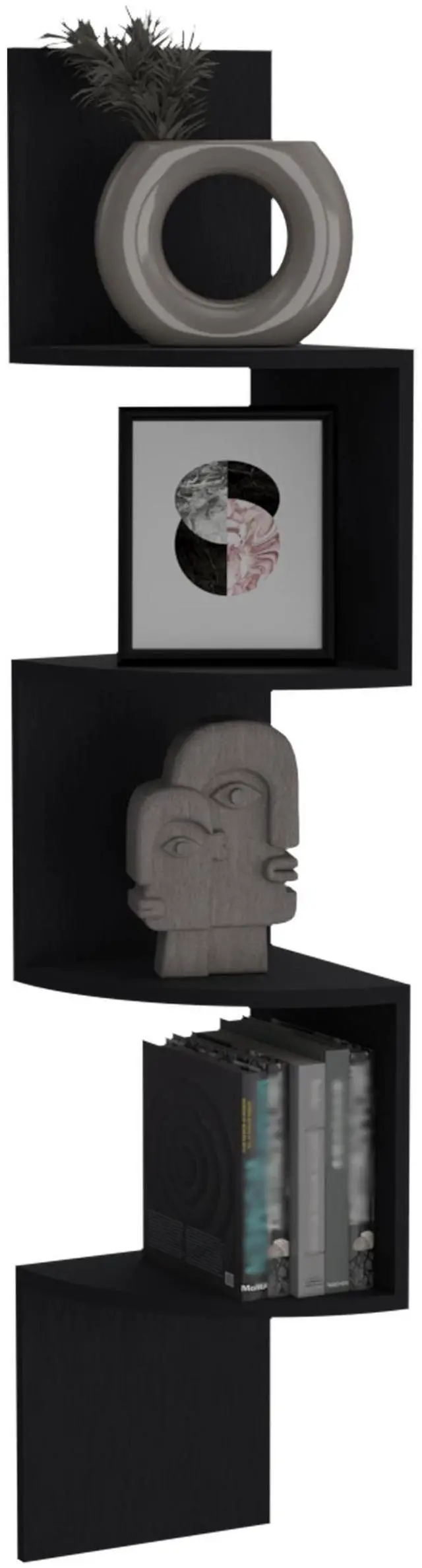 Alt view image 6 of 7 - Rosset Corner Shelf, Modern Full-Wall Design with Multiple Shelving