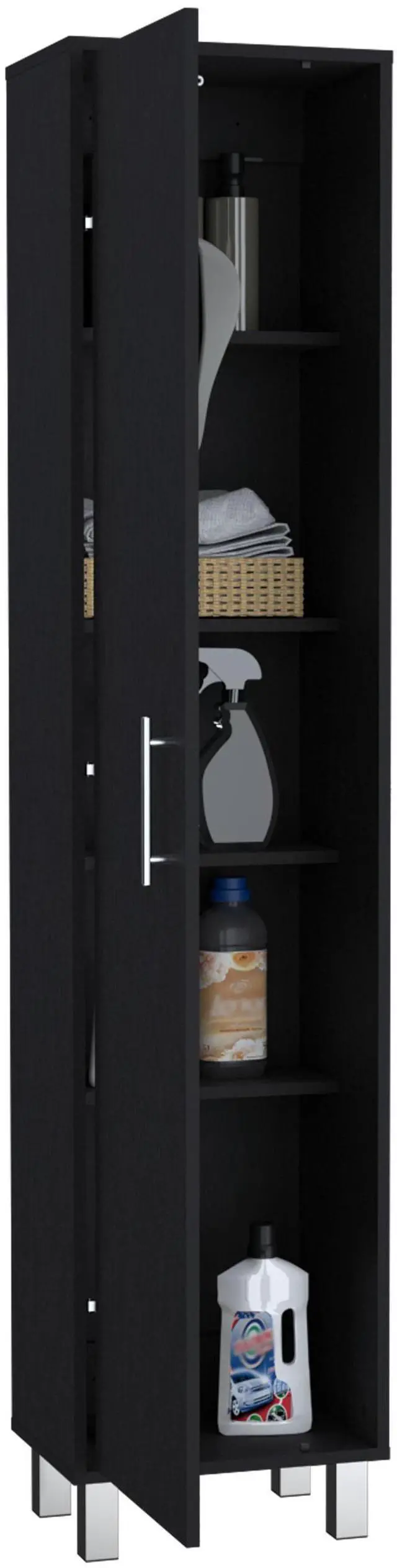 Alt view image 2 of 7 - Laska 70" Tall Storage Cabinet Broom Closet with Broom Hangers,and Four Shelves