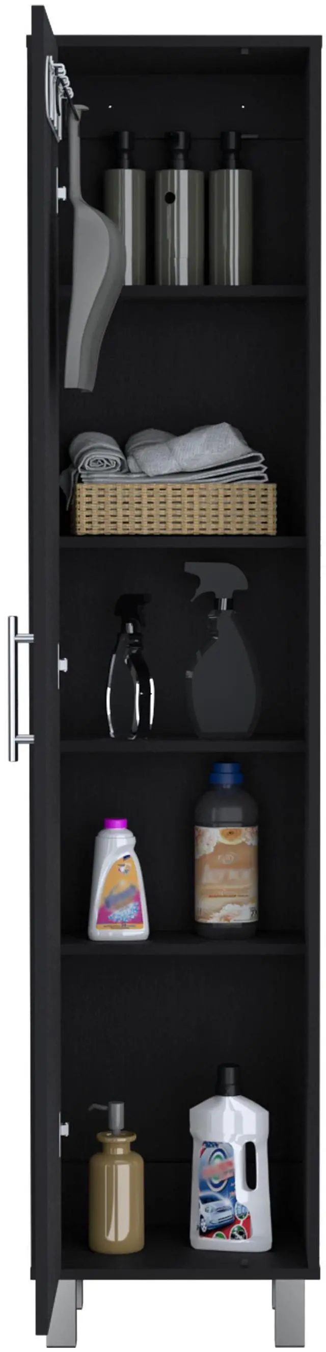 Alt view image 3 of 7 - Laska 70" Tall Storage Cabinet Broom Closet with Broom Hangers,and Four Shelves