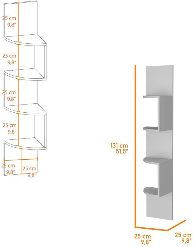 Alt view image 6 of 6 - White Full-Wall Floating Shelf
