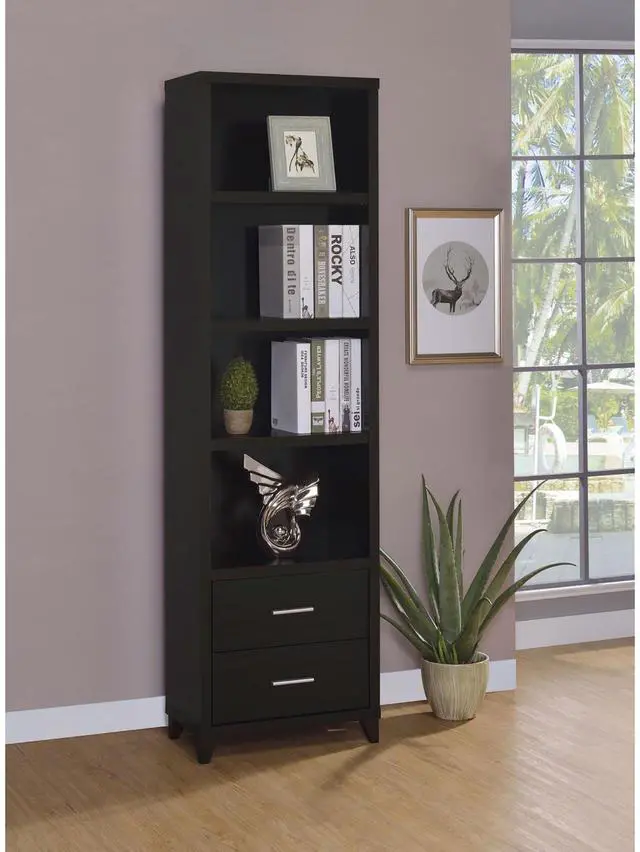 Main image of Cappuccino Media Tower with Shelf and Drawer