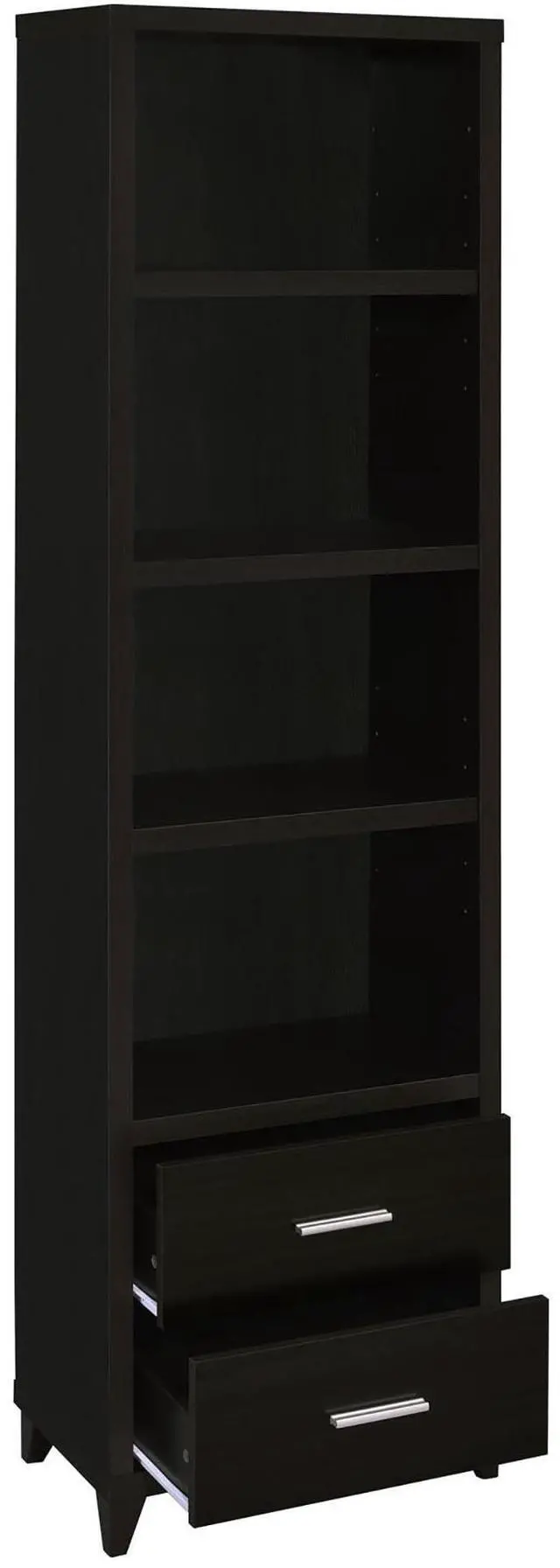 Alt view image 3 of 7 - Cappuccino Media Tower with Shelf and Drawer