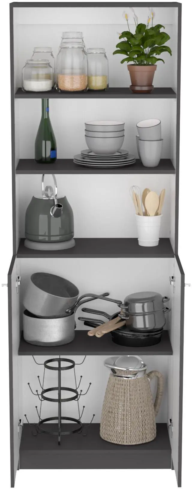 Alt view image 6 of 6 - Dupree 2 Piece Home Bookcase set, 49" Wide with 9 Shelves ,  Living Room  Matt Gray / White