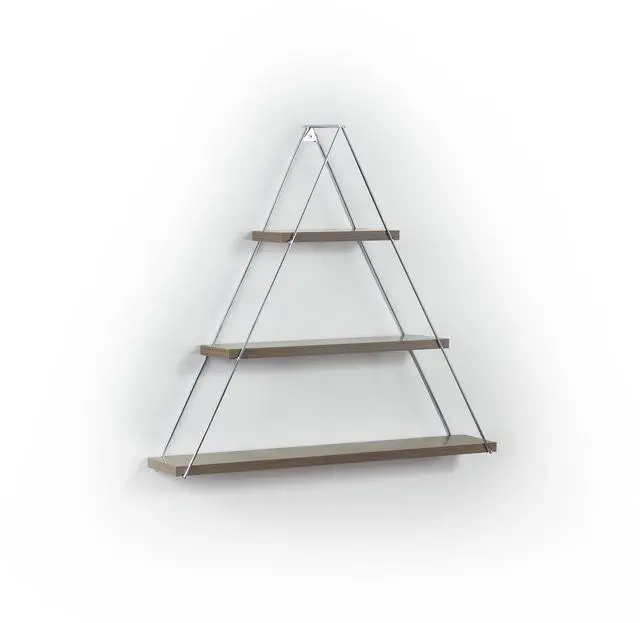 Alt view image 2 of 4 - Moset Floating Wall Decor Wall Mounted Rustic Decorative Hanging Metal Bracket Triangle Shelf for Books, Walnut/Chrome