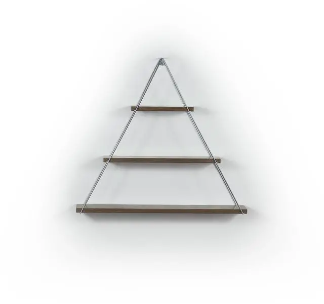 Alt view image 3 of 4 - Moset Floating Wall Decor Wall Mounted Rustic Decorative Hanging Metal Bracket Triangle Shelf for Books, Walnut/Chrome