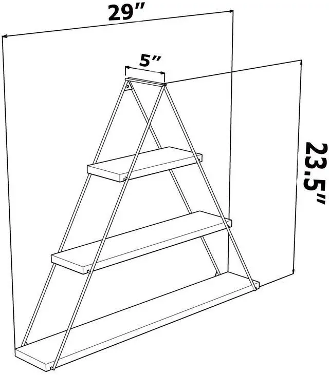 Alt view image 4 of 4 - Moset Floating Wall Decor Wall Mounted Rustic Decorative Hanging Metal Bracket Triangle Shelf for Books, Walnut/Chrome