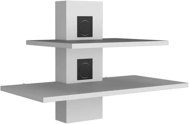 Alt view image 3 of 7 - Havre Floating Shelf, Dual-Shelf Wall Unit with Cable Management, White