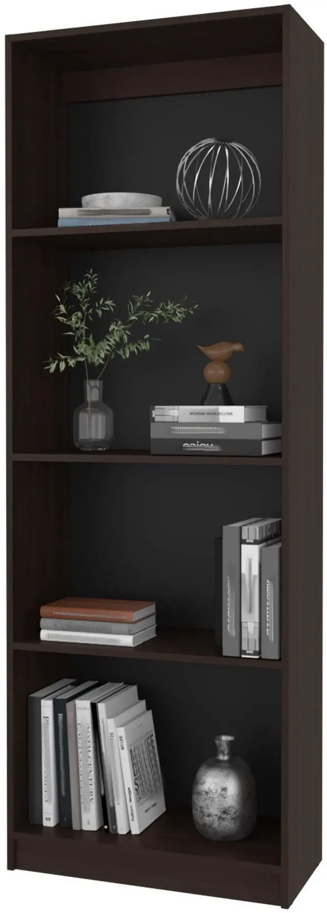 Alt view image 4 of 7 - Stained Walnut Flat Bookcase with Open Storage and 4 Shelves