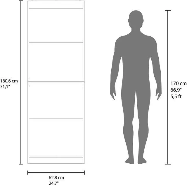 Alt view image 7 of 7 - Stained Walnut Flat Bookcase with Open Storage and 4 Shelves