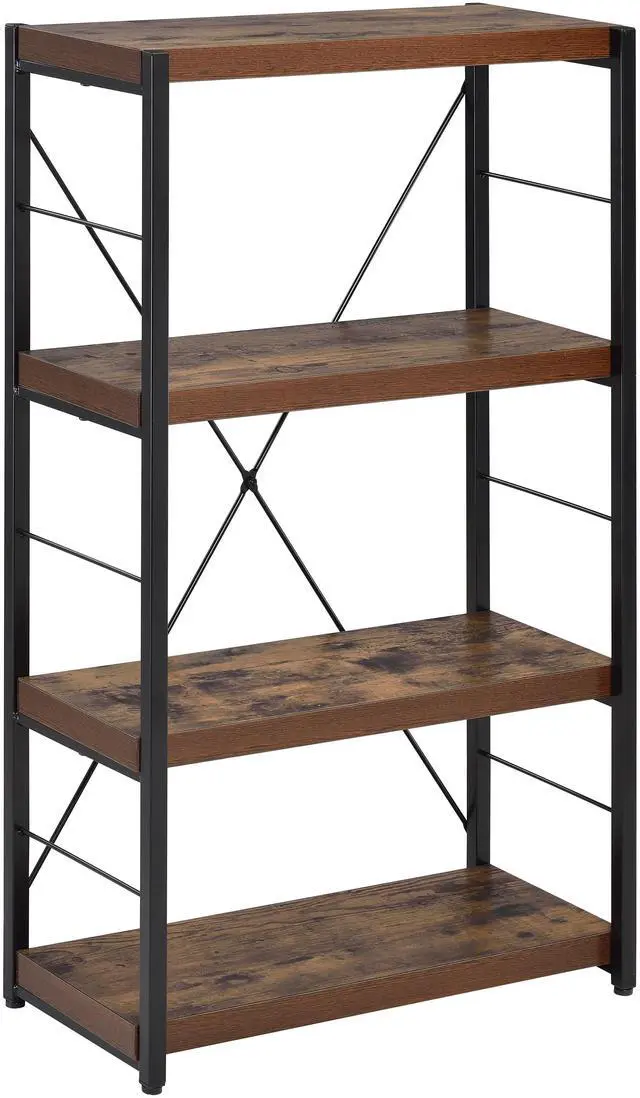 Alt view image 2 of 5 - Weathered Oak and Black 3-shelf Bookcase
