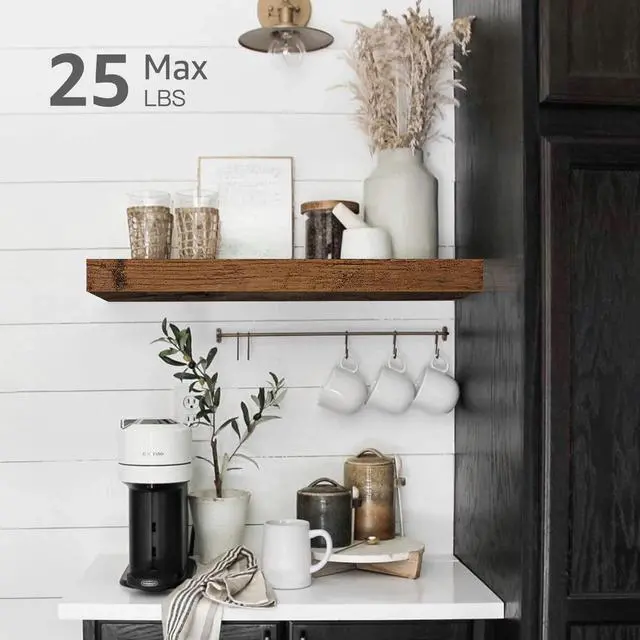 Alt view image 6 of 7 - Bathroom Shelves Floating Shelves for Wall Shelf Over Toilet Small Wall Mounted Farmhouse Decor 16 inch Set of 2, Rustic Brown