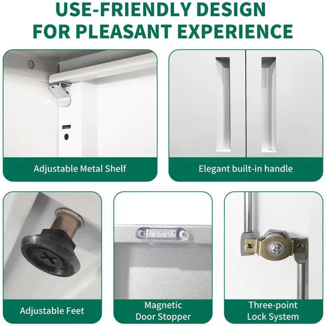 Alt view image 4 of 7 - 71"H Metal Garage Storage Cabinet, White Tool Steel Locking Cabinet with Doors and 3 Adjustable Shelves, Tall Cabinets for Garage Storage Systems Lockable File Cabinet for Home Office,Classroom,Pantry