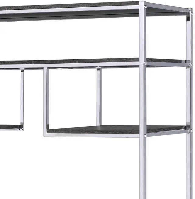 Alt view image 4 of 6 - Rustic Grey Oak and Chrome 8-Shelf Bookshelf