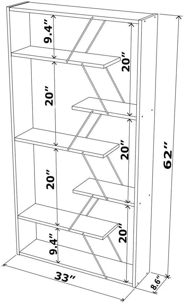 Alt view image 5 of 7 - Furnish Home Store Wood Frame Etagere Open Back 6 Shelves Bookcase Industrial Bookshelf for Office and Living Rooms Modern Bookcases Large Bookshelf Organizer, Walnut/Chrome