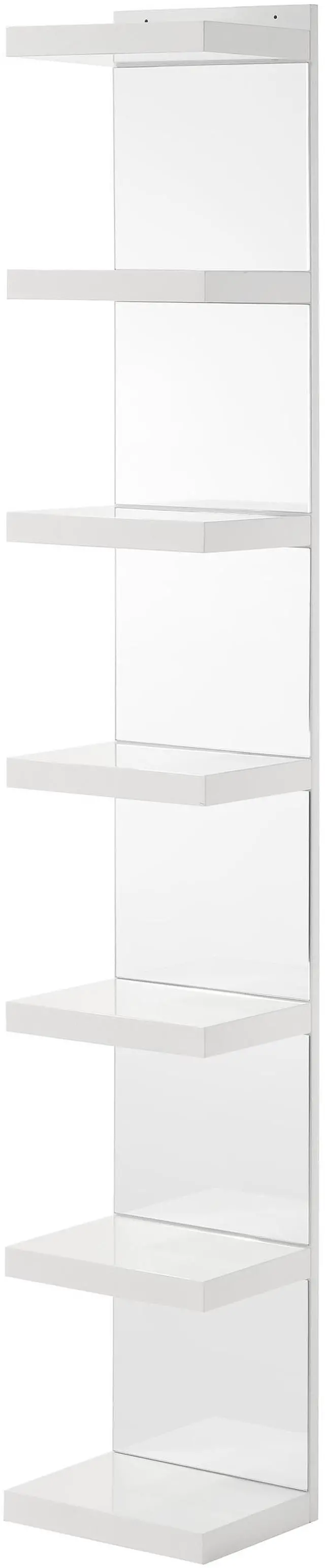 Alt view image 2 of 5 - 1pc Glam White Open Shelving Rack with Mirrored Back Living Room Wooden Furniture