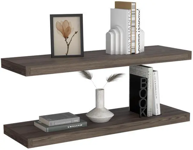 Alt view image 6 of 7 - Ecco 31.5" Wide Floating Shelves Set of 2, Shelves for Wall Decor for Bedroom, Bathroom Storage Shelves, Book Shelves for Living Room