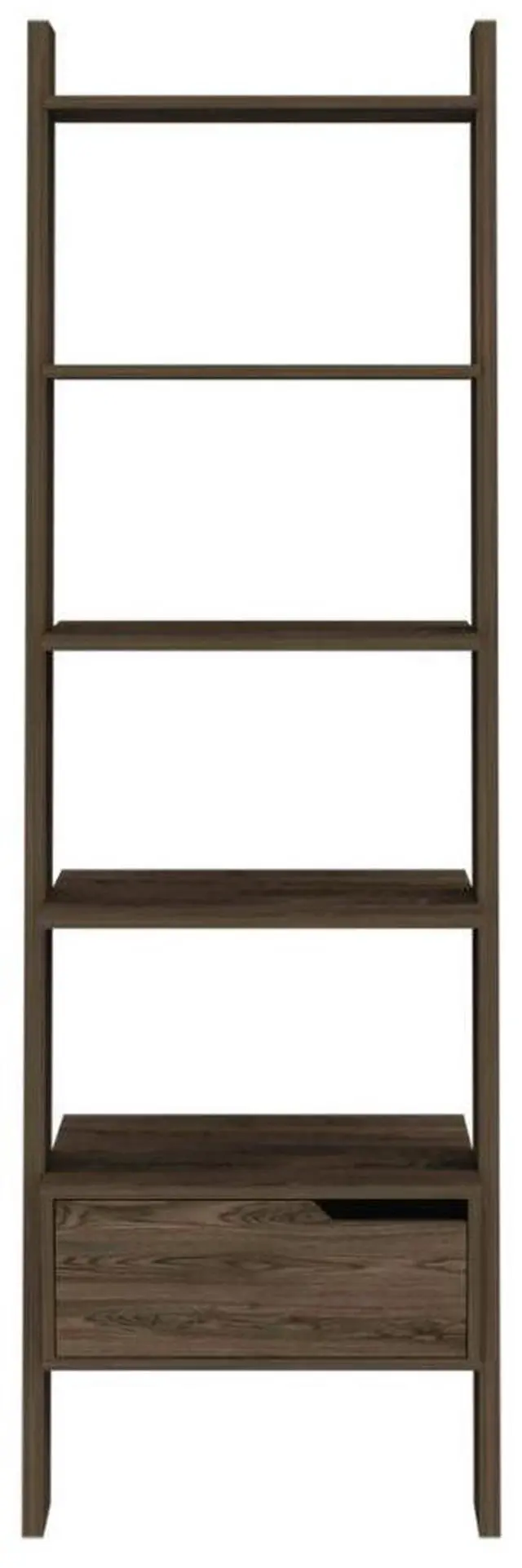 Alt view image 4 of 7 - Ladder Bookcase Bull, One Drawer, Five Open Shelves, Dark Walnut Finish