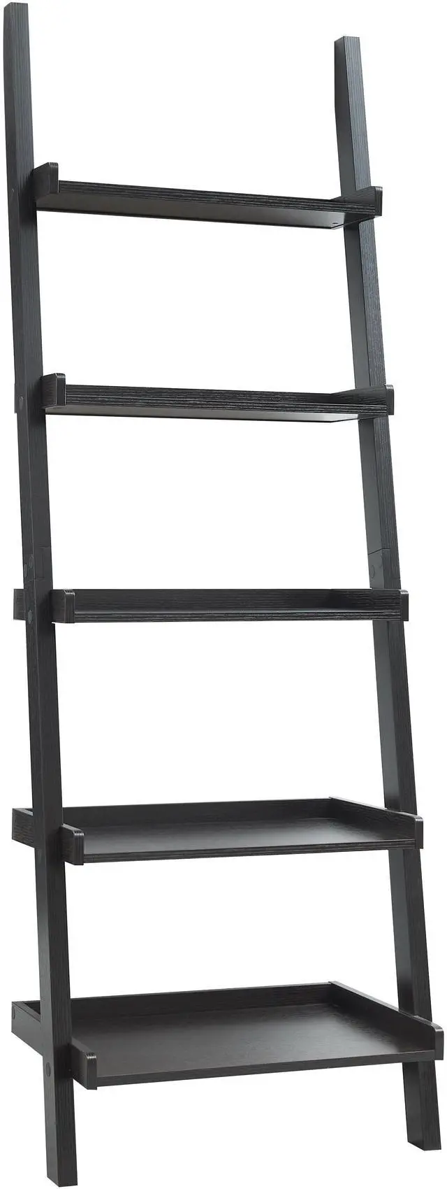Alt view image 4 of 6 - Bookcase ladder five shelf popular modern design multi-depth shelves with rounded shelf barrier corners