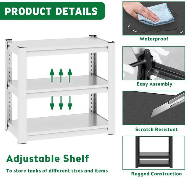 Alt view image 5 of 7 - 20-30 Gallon Fish Tank Stand - Metal Aquarium Stand, 34 "W x 18 "D x 31"H Adjustable Heavy Duty Reptile Tank Stand, Adjustable 3-Tier Fish Tank Rack Shelf for Home Office, Tank Not Included