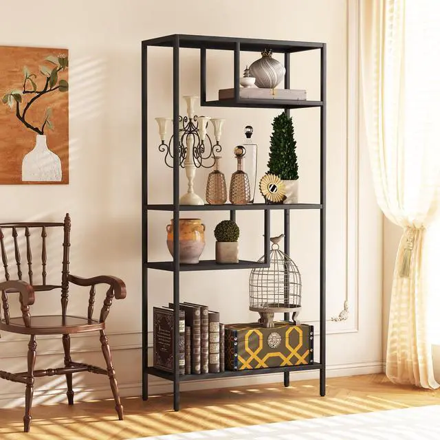 Main image of Modern Storage Shelf with 4 Compartments & Metal Legs, Freestanding Organizer,Book Shelves  Display Shelves for Living Room, Bedroom, Home Office