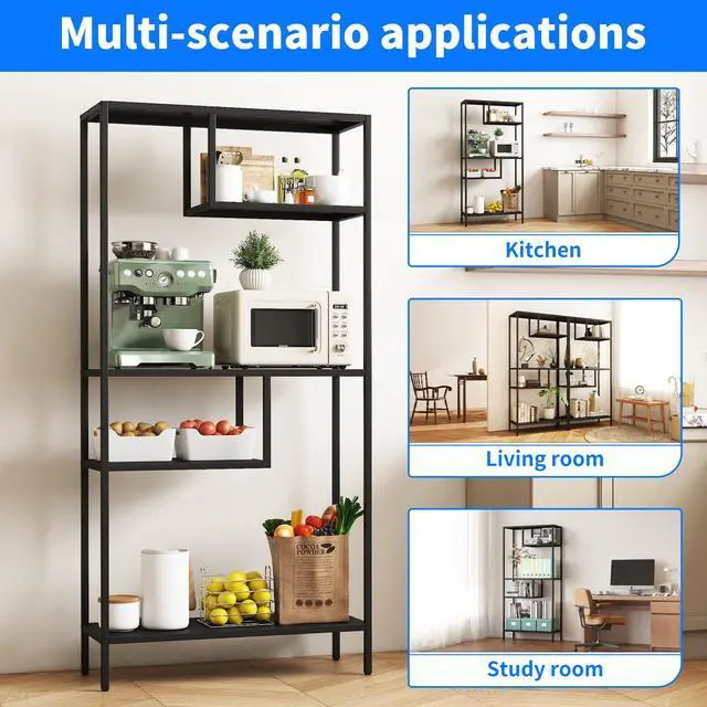 Alt view image 5 of 7 - Modern Storage Shelf with 4 Compartments & Metal Legs, Freestanding Organizer,Book Shelves  Display Shelves for Living Room, Bedroom, Home Office