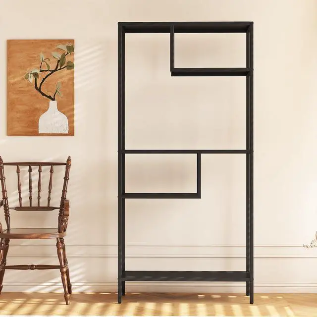 Alt view image 6 of 7 - Modern Storage Shelf with 4 Compartments & Metal Legs, Freestanding Organizer,Book Shelves  Display Shelves for Living Room, Bedroom, Home Office