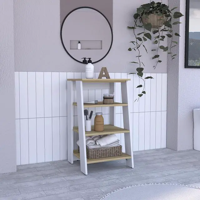 Main image of Cabinet 29.7H", Four Shelves, Vertical, Light Oak / White