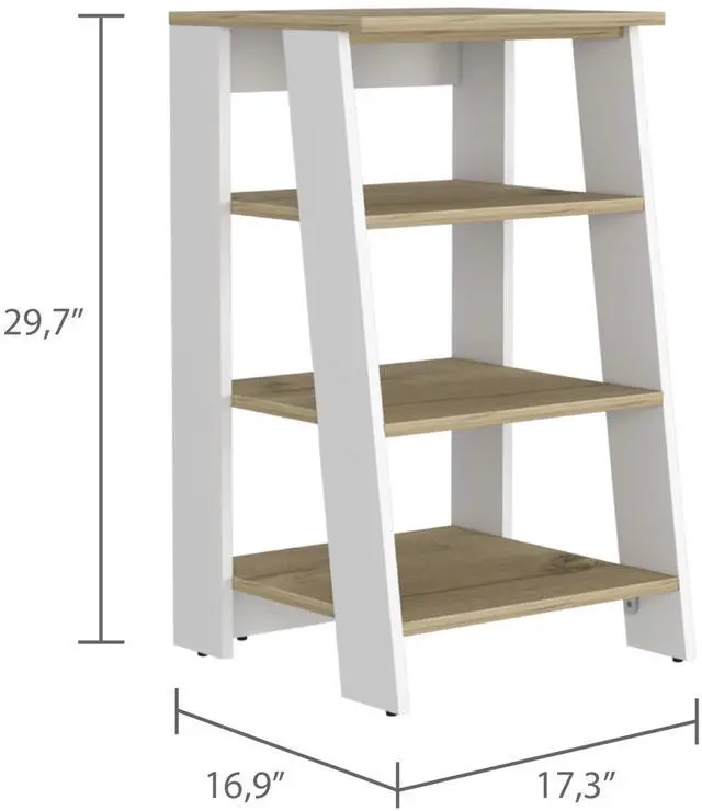 Alt view image 2 of 7 - Cabinet 29.7H", Four Shelves, Vertical, Light Oak / White
