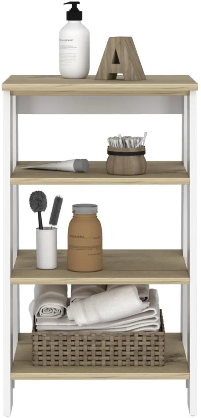 Alt view image 5 of 7 - Cabinet 29.7H", Four Shelves, Vertical, Light Oak / White
