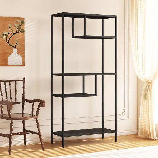 Alt view image 7 of 7 - Modern Storage Shelf with 4 Compartments & Metal Legs, Freestanding Organizer,Book Shelves  Display Shelves for Living Room, Bedroom, Home Office
