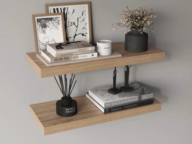 Alt view image 5 of 7 - Ecco 31.5" Wide  Floating Shelves Set of 2, Shelves for Wall Decor for Bedroom, Bathroom Storage Shelves, Book Shelves for Living Room