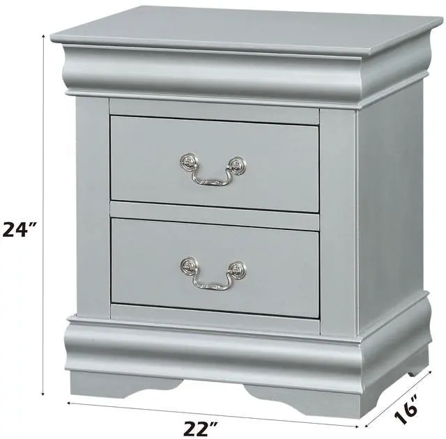 Alt view image 2 of 7 - Louis Philippe III Platinum Finish Nightstand
