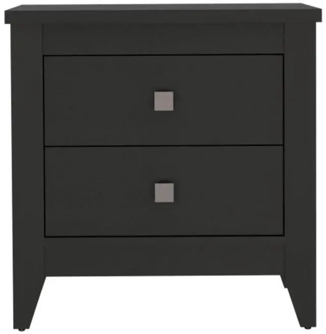 Alt view image 4 of 6 - Amara Nightstand , End Table, Side Table Two Shelves, Four Legs -Black