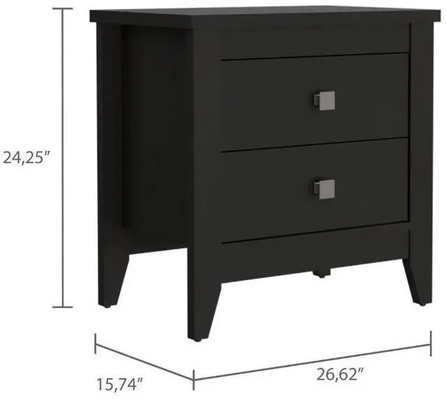 Alt view image 6 of 6 - Amara Nightstand , End Table, Side Table Two Shelves, Four Legs -Black