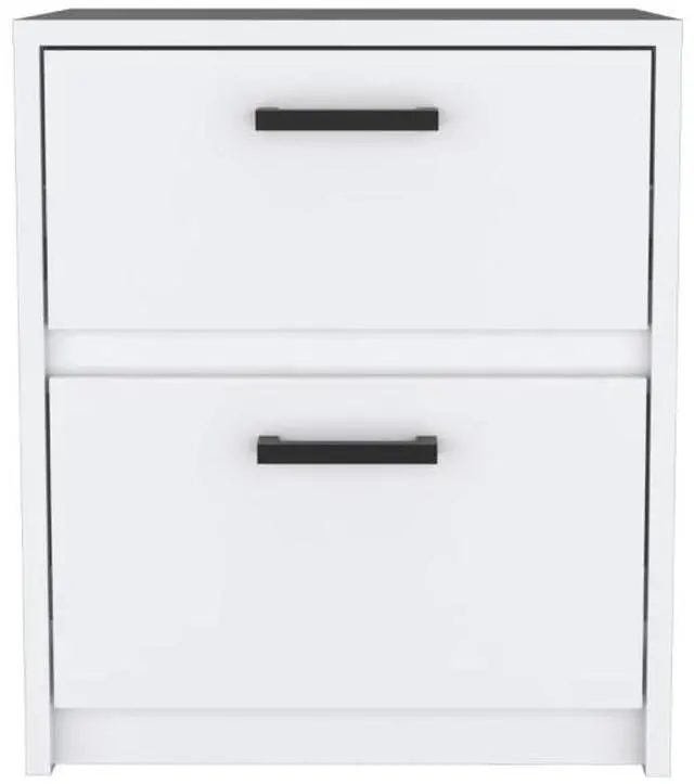 Alt view image 2 of 7 - Trivor 2 Drawers Nightstand , End Table, Side Table Metal Handles -White