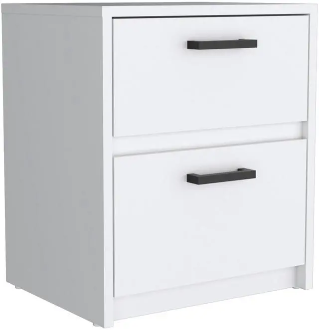 Alt view image 6 of 7 - Trivor 2 Drawers Nightstand , End Table, Side Table Metal Handles -White
