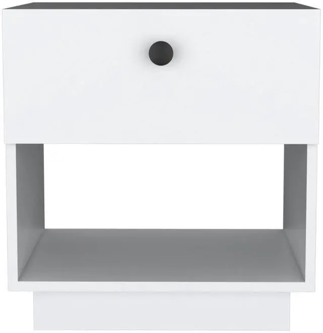 Alt view image 2 of 7 - Paris 1 Drawer Nightstand , End Table, Side Table Open Lower Shelf -White