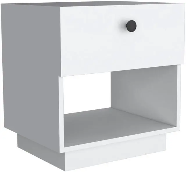 Alt view image 6 of 7 - Paris 1 Drawer Nightstand , End Table, Side Table Open Lower Shelf -White