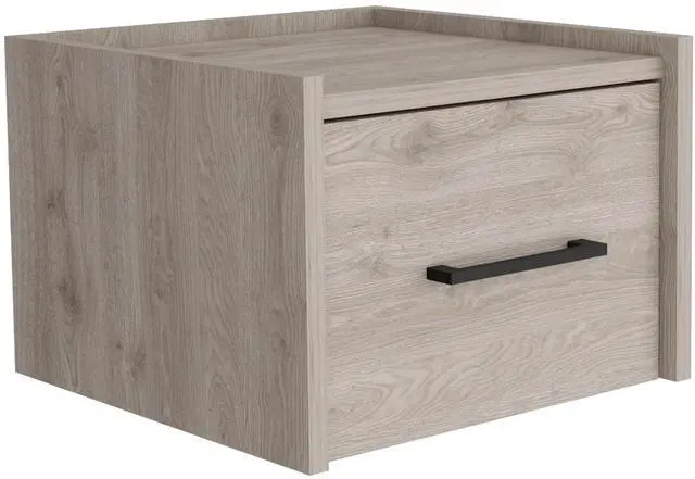 Alt view image 2 of 5 - Boa Floating Nightstand , End Table, Side Table Wall-Mounted Single Drawer Design with Handle- Light Grey - Bedroom