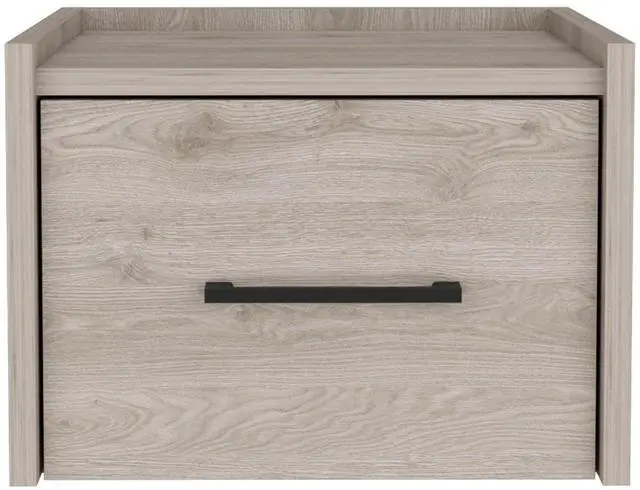 Alt view image 5 of 5 - Boa Floating Nightstand , End Table, Side Table Wall-Mounted Single Drawer Design with Handle- Light Grey - Bedroom