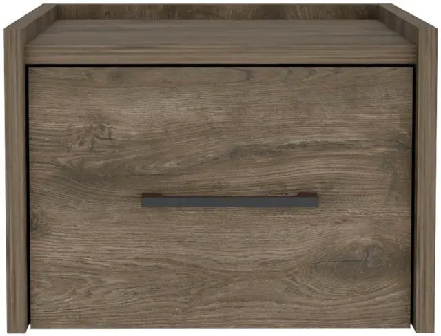 Alt view image 5 of 5 - Boa Floating Nightstand , End Table, Side Table Wall-Mounted Single Drawer Design with Handle- Dark Brown - Bedroom