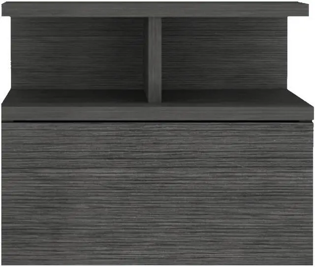 Alt view image 2 of 7 - Adele Floating Nightstand with Drawer and Open Storage Shelves