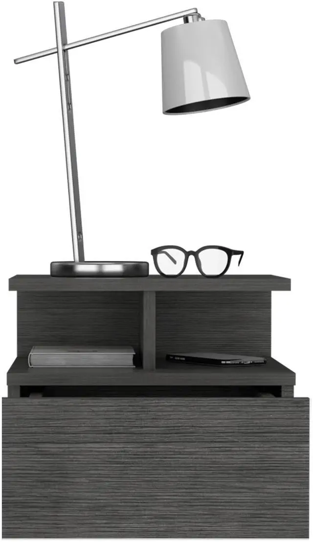 Alt view image 5 of 7 - Adele Floating Nightstand with Drawer and Open Storage Shelves