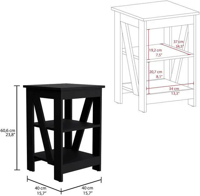 Alt view image 3 of 7 - Taylor End Table, Side Table, Nightstand, 3-Tier Storage Shelf, Sofa Table for Small Space