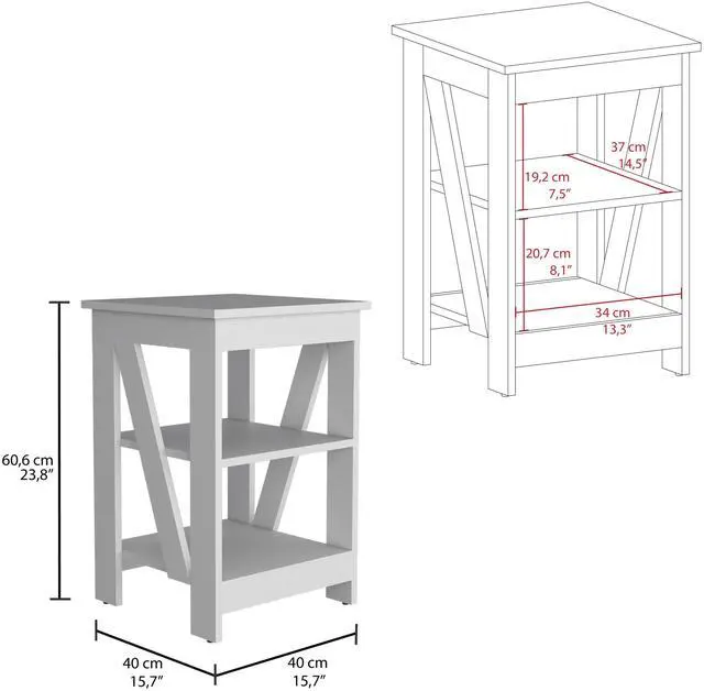 Alt view image 3 of 7 - Taylor End Table, Side Table, Nightstand, 3-Tier Storage Shelf, Sofa Table for Small Space