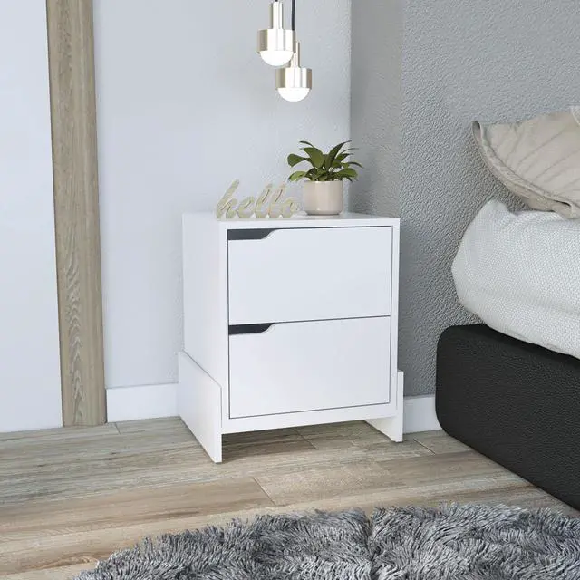 Main image of Luss Nightstand, Bedside Table with 2-Drawers