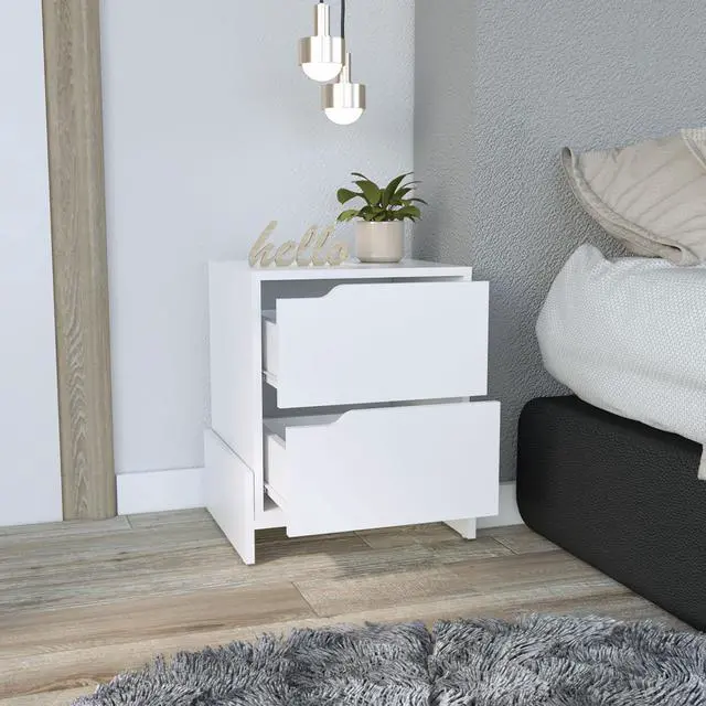 Alt view image 4 of 7 - Luss Nightstand, Bedside Table with 2-Drawers