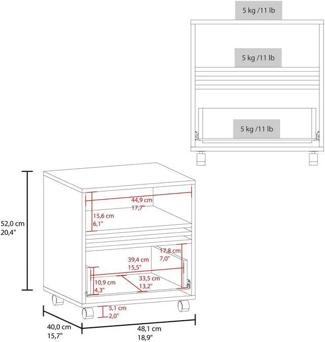 Alt view image 3 of 7 - Vance 20" High One Drawer Nightstand, Casters, Mobile, One Shelf, Bedroom Natural Oak